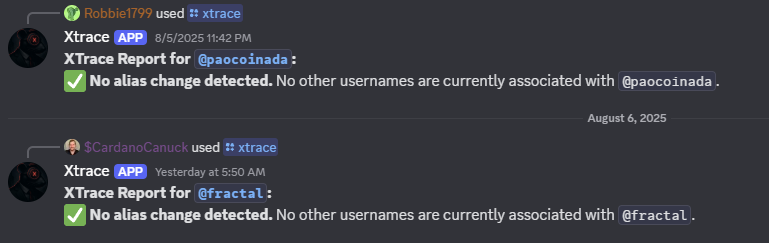 XTrace results showing pattern analysis and rugger detection